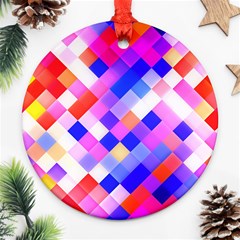 Squares Pattern Geometric Seamless Round Ornament (two Sides) by Dutashop