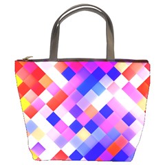 Squares Pattern Geometric Seamless Bucket Bag by Dutashop