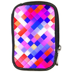 Squares Pattern Geometric Seamless Compact Camera Leather Case by Dutashop