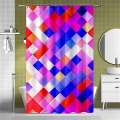 Squares Pattern Geometric Seamless Shower Curtain 48  X 72  (small)  by Dutashop