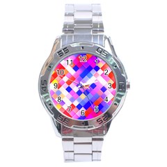 Squares Pattern Geometric Seamless Stainless Steel Analogue Watch by Dutashop