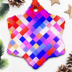 Squares Pattern Geometric Seamless Snowflake Ornament (two Sides) by Dutashop