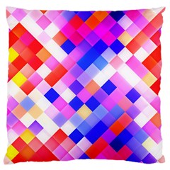 Squares Pattern Geometric Seamless Large Flano Cushion Case (one Side) by Dutashop