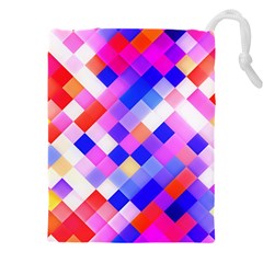 Squares Pattern Geometric Seamless Drawstring Pouch (5xl) by Dutashop