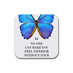 Inferior Quote Butterfly Rubber Coaster (square)  by SheGetsCreative