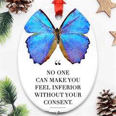 Inferior Quote Butterfly Oval Ornament (two Sides) by SheGetsCreative