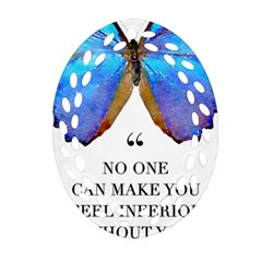 Inferior Quote Butterfly Oval Filigree Ornament (two Sides) by SheGetsCreative