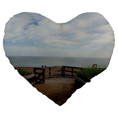 Beach Day  Large 19  Premium Flano Heart Shape Cushions by IIPhotographyAndDesigns