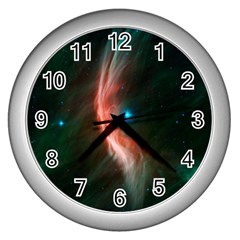   Space Galaxy Wall Clock (silver) by IIPhotographyAndDesigns