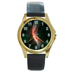   Space Galaxy Round Gold Metal Watch