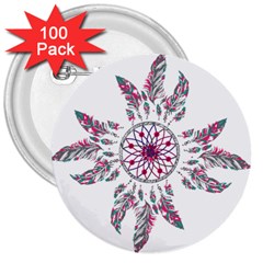 Boho Love 3  Buttons (100 Pack)  by designsbymallika