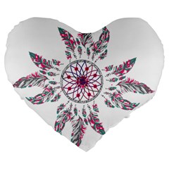 Boho Love Large 19  Premium Heart Shape Cushions by designsbymallika