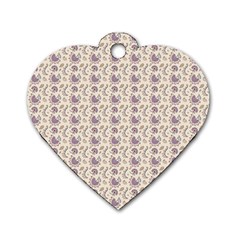 Baatik Floral Print 4 Dog Tag Heart (two Sides) by designsbymallika