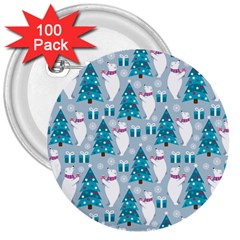 Bear Loves Christmas Tree Bear Loves Christmas Tree 3  Buttons (100 Pack)  by designsbymallika