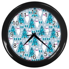 Bear Loves Christmas Tree Bear Loves Christmas Tree Wall Clock (black) by designsbymallika