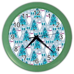 Bear Loves Christmas Tree Bear Loves Christmas Tree Color Wall Clock by designsbymallika