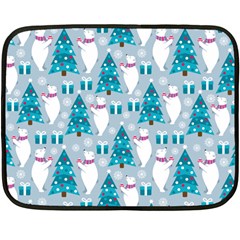 Bear Loves Christmas Tree Bear Loves Christmas Tree Double Sided Fleece Blanket (mini)  by designsbymallika