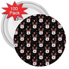 Bear Rein Deer Christmas 3  Buttons (100 pack) 