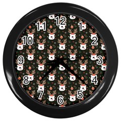 Bear Rein Deer Christmas Wall Clock (Black)