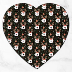 Bear Rein Deer Christmas Jigsaw Puzzle (heart) by designsbymallika