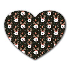 Bear Rein Deer Christmas Heart Mousepads