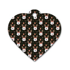 Bear Rein Deer Christmas Dog Tag Heart (One Side)