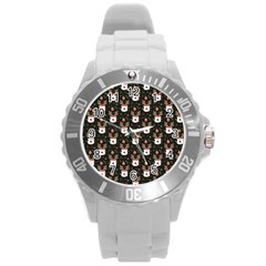 Bear Rein Deer Christmas Round Plastic Sport Watch (L)