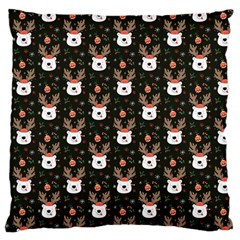 Bear Rein Deer Christmas Large Cushion Case (one Side)