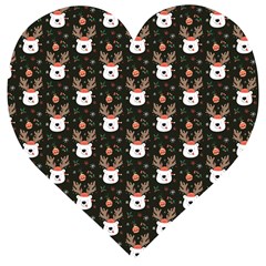 Bear Rein Deer Christmas Wooden Puzzle Heart