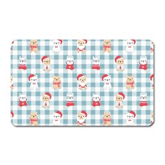 Checks Pattern With Christmas Animals Magnet (rectangular) by designsbymallika