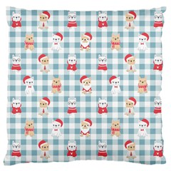 Checks Pattern With Christmas Animals Large Cushion Case (one Side)