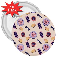 Breakfast Love Breakfast Love 3  Buttons (10 Pack)  by designsbymallika