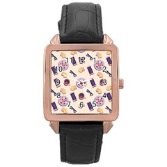 Breakfast Love Breakfast Love Rose Gold Leather Watch  by designsbymallika