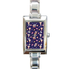 Cat Astro Love Rectangle Italian Charm Watch by designsbymallika