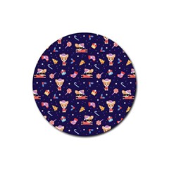 Cat Astro Love Rubber Coaster (round)  by designsbymallika