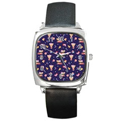 Cat Astro Love Square Metal Watch by designsbymallika