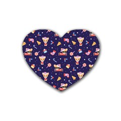 Cat Astro Love Rubber Coaster (heart)  by designsbymallika