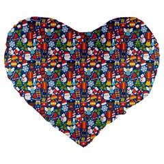 Christmas Love 2 Large 19  Premium Flano Heart Shape Cushions by designsbymallika