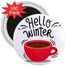 Hello Winter 3  Magnets (100 Pack) by designsbymallika