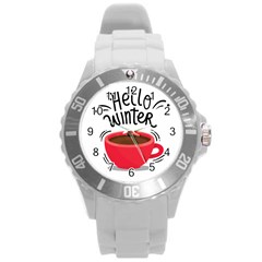 Hello Winter Round Plastic Sport Watch (l) by designsbymallika