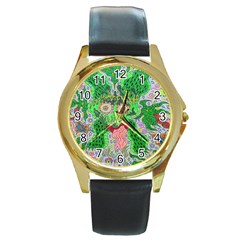 Supersonicfrog Round Gold Metal Watch by chellerayartisans