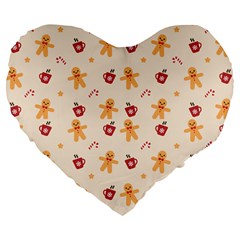 Ginger Bread And Coffee Love Large 19  Premium Heart Shape Cushions by designsbymallika