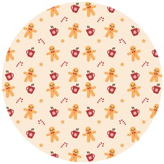 Ginger Bread And Coffee Love Wooden Puzzle Round by designsbymallika