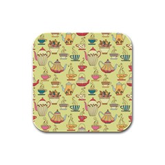 Etnic Cups Pattern Rubber Square Coaster (4 Pack)  by designsbymallika