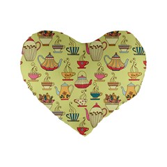 Etnic Cups Pattern Standard 16  Premium Heart Shape Cushions by designsbymallika