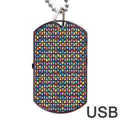 Colorful Christmas Tree Dog Tag Usb Flash (two Sides) by designsbymallika