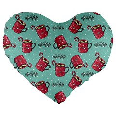 Hot Chocolate Hot Chocolate Large 19  Premium Heart Shape Cushions by designsbymallika