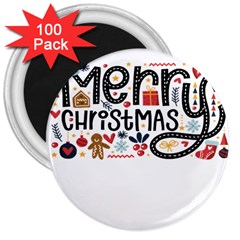 Merry Merry 3  Magnets (100 pack)