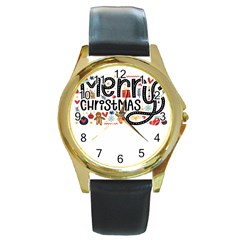 Merry Merry Round Gold Metal Watch