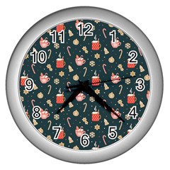 Winter Hot Coffee Winter Hot Coffee Wall Clock (silver) by designsbymallika